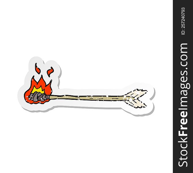 retro distressed sticker of a cartoon flaming arrow