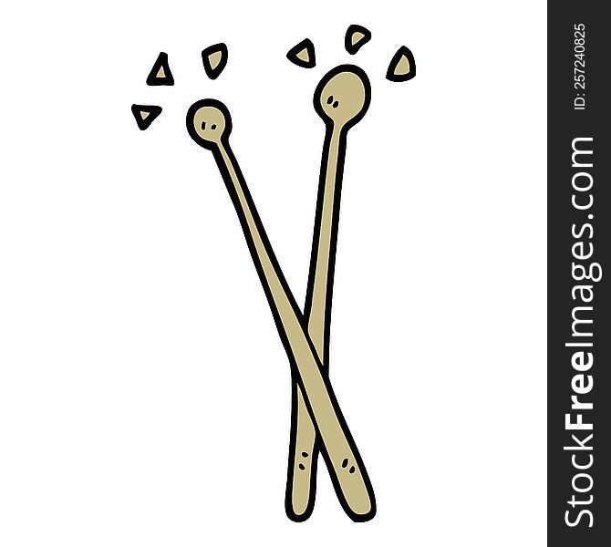 cartoon doodle drum sticks