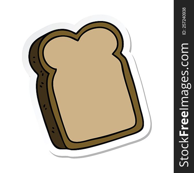 Sticker Of A Quirky Hand Drawn Cartoon Slice Of Bread