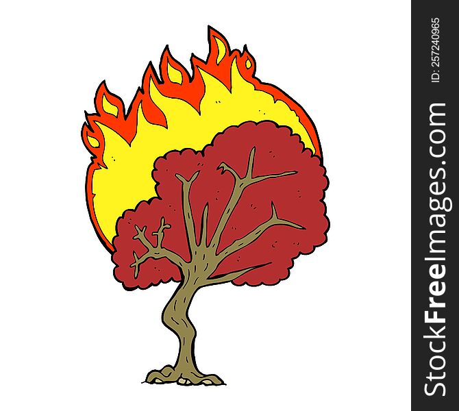 cartoon burning tree
