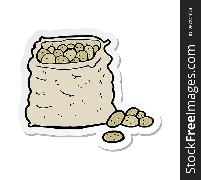 sticker of a cartoon sack of potatoes