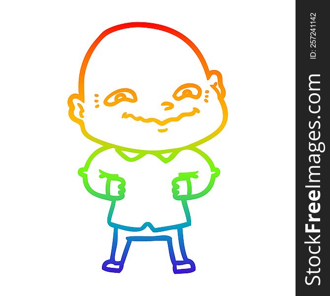 Rainbow Gradient Line Drawing Cartoon Creepy Guy