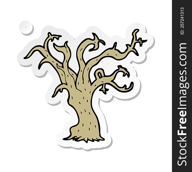 sticker of a cartoon winter tree