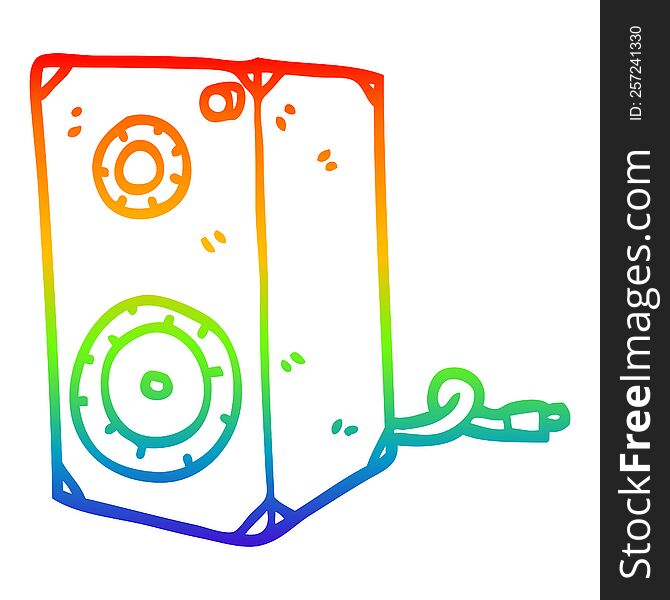 Rainbow Gradient Line Drawing Cartoon Speaker Box
