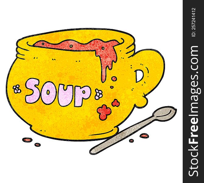 freehand textured cartoon bowl of soup