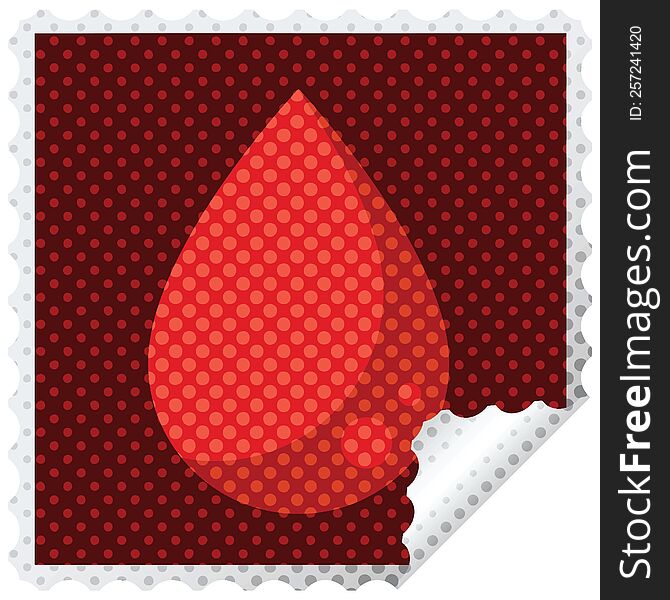 blood drop graphic square sticker stamp. blood drop graphic square sticker stamp