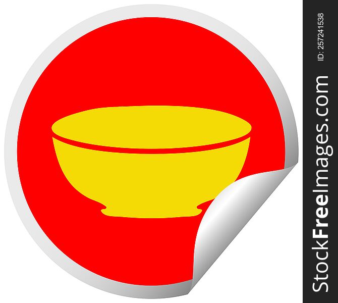 circular peeling sticker quirky cartoon bowl. circular peeling sticker quirky cartoon bowl