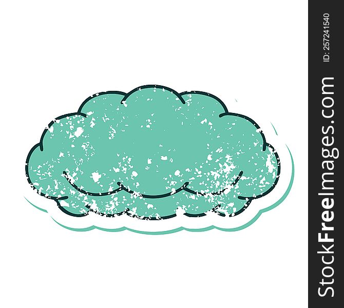 Distressed Sticker Tattoo Style Icon Of A Cloud A Grey Cloud