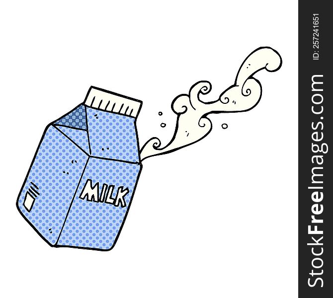 freehand drawn comic book style cartoon milk carton
