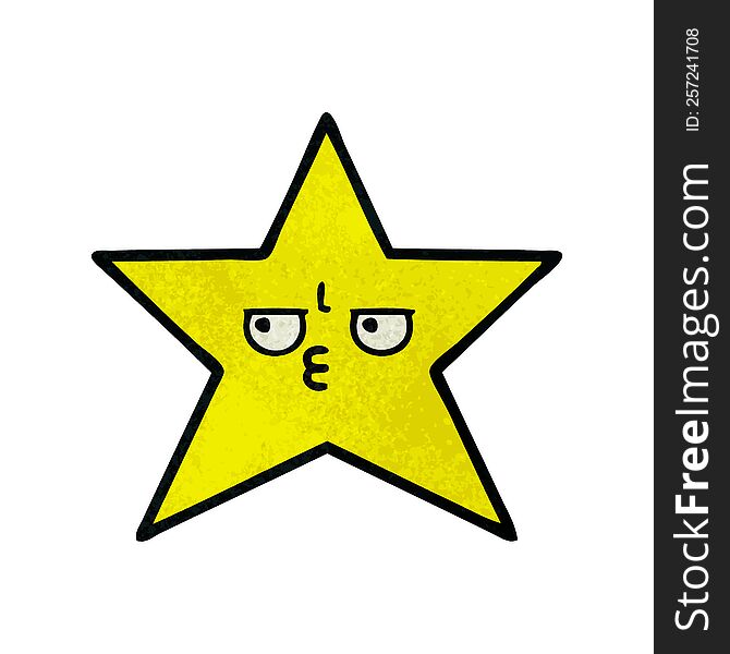 Retro Grunge Texture Cartoon Gold Star