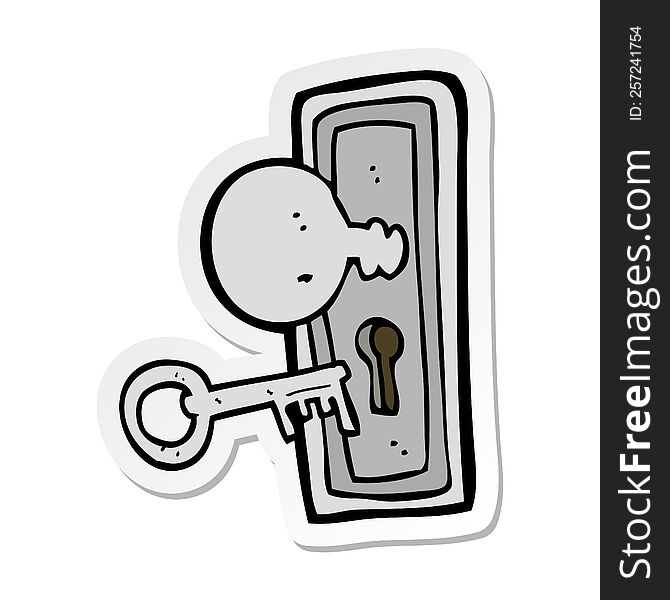 sticker of a cartoon key and keyhole
