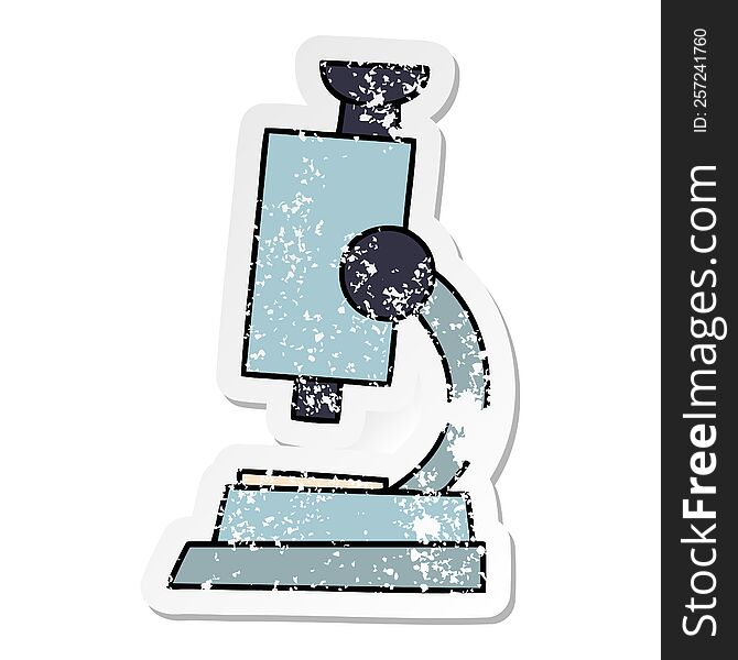 distressed sticker of a cute cartoon science microscope