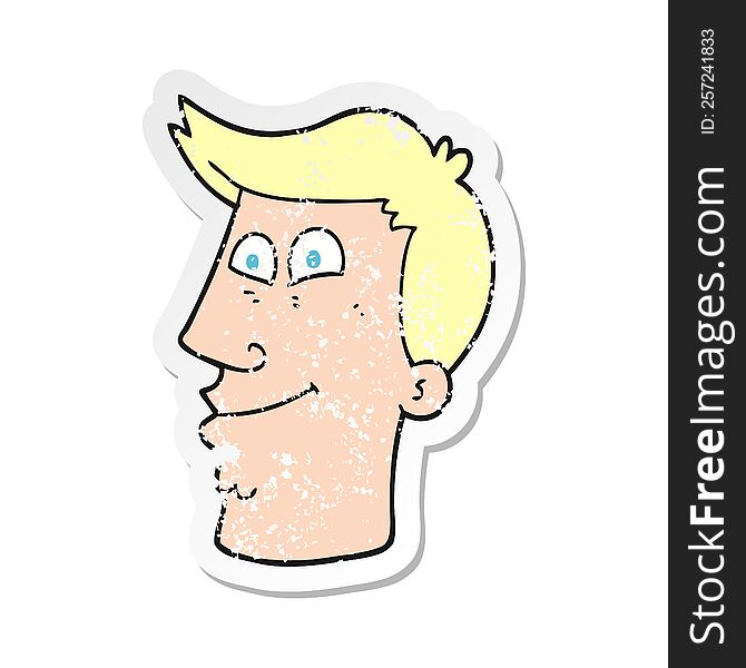 Retro Distressed Sticker Of A Cartoon Male Face