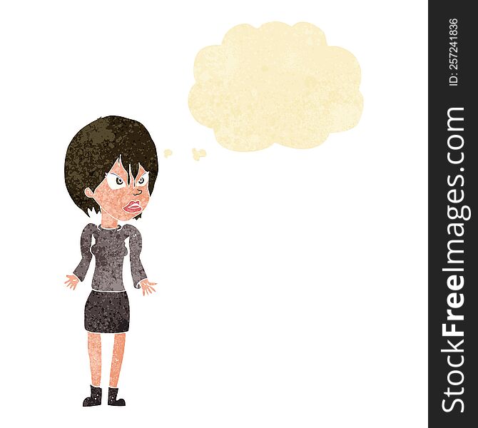 cartoon annoyed woman with thought bubble