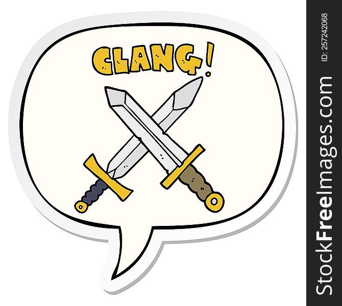 Cartoon Sword Fight And Speech Bubble Sticker