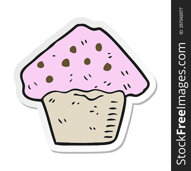 sticker of a cartoon strawberry muffin