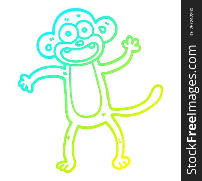Cold Gradient Line Drawing Cartoon Crazy Monkey