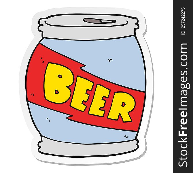 Sticker Of A Cartoon Beer Can