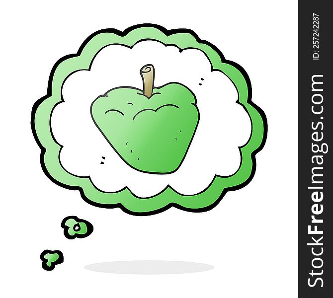freehand drawn thought bubble cartoon organic apple