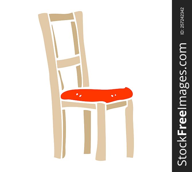 flat color illustration cartoon wooden chair
