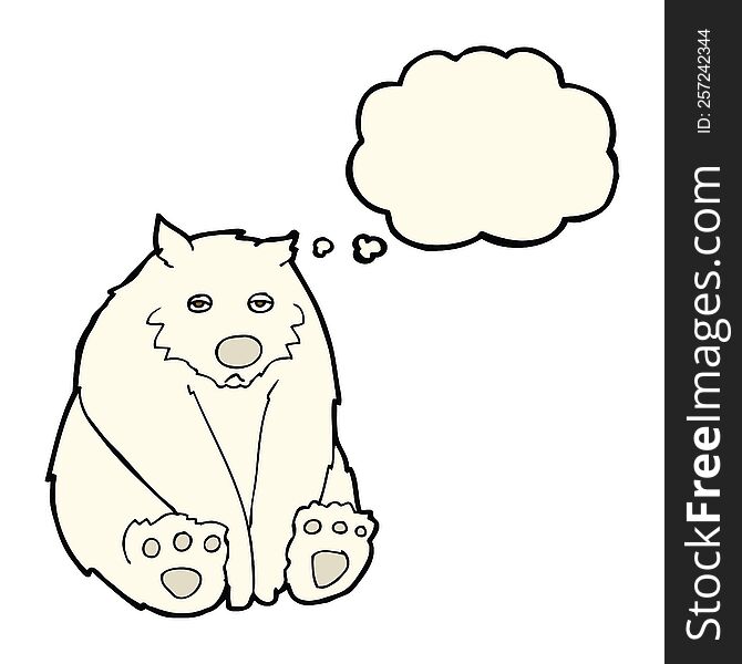 cartoon unhappy polar bear with thought bubble