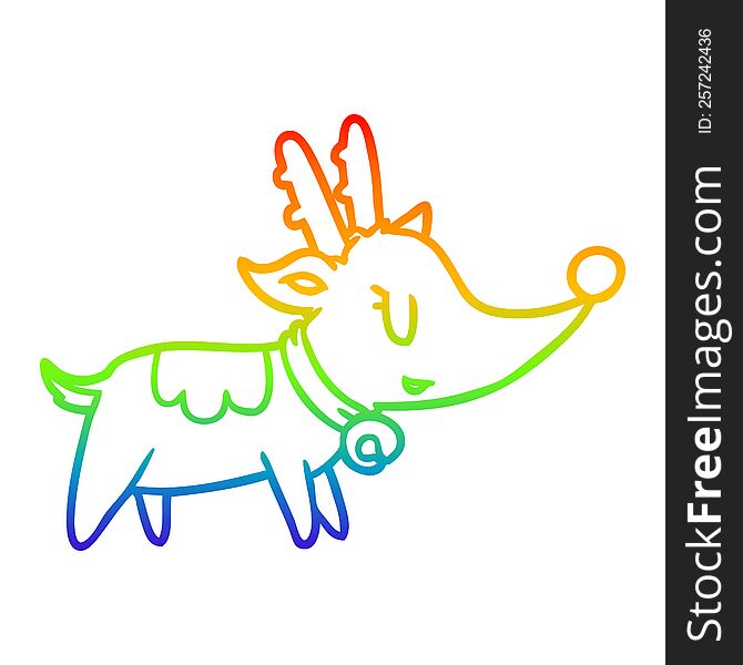 rainbow gradient line drawing of a christmas reindeer