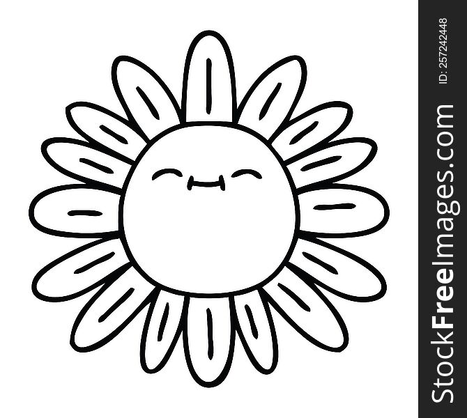 Quirky Line Drawing Cartoon Flower