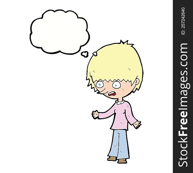 cartoon stressed out woman with thought bubble