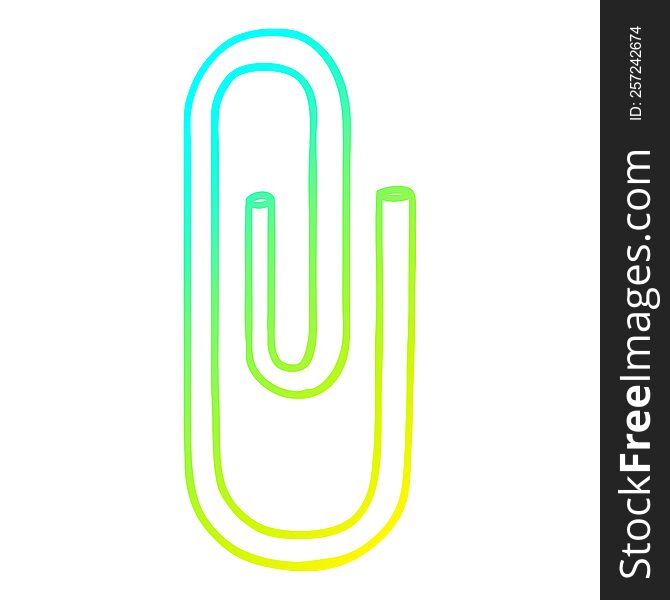 cold gradient line drawing of a cartoon paperclip