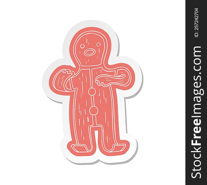 Cartoon Sticker Of A Gingerbread Man