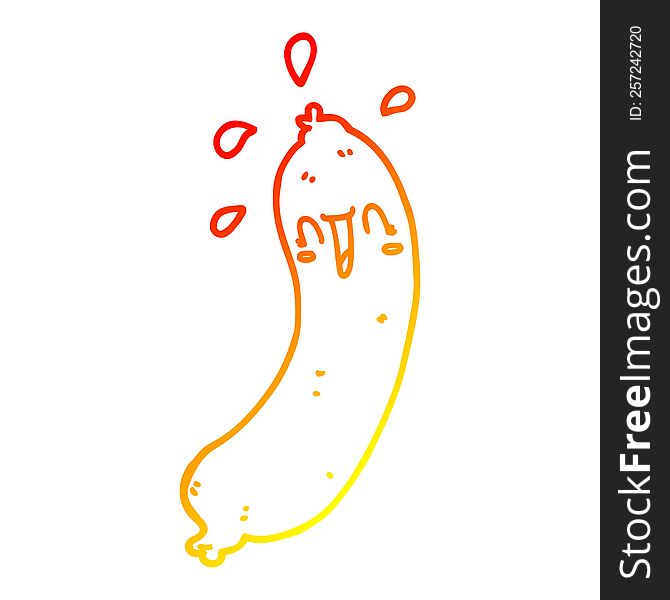 Warm Gradient Line Drawing Happy Cartoon Sausage