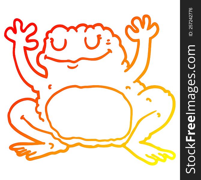warm gradient line drawing of a cartoon frog
