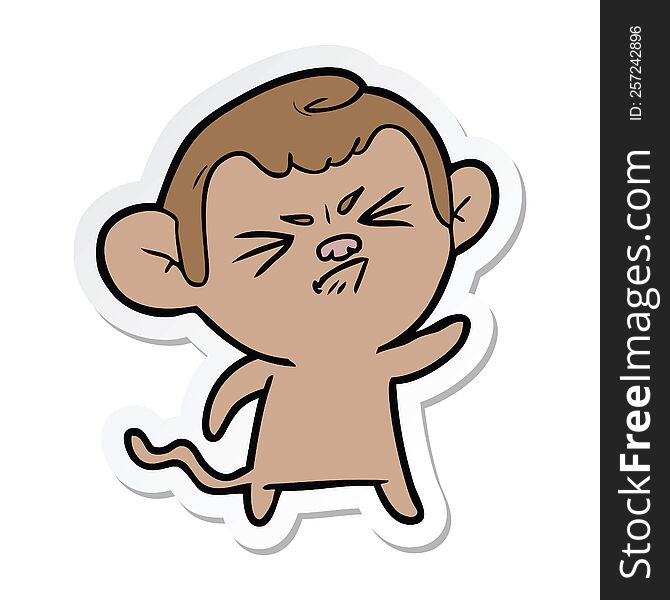 Sticker Of A Cartoon Angry Monkey