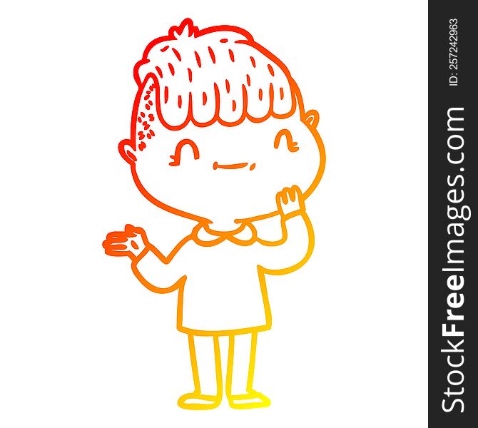 Warm Gradient Line Drawing Cartoon Friendly Boy