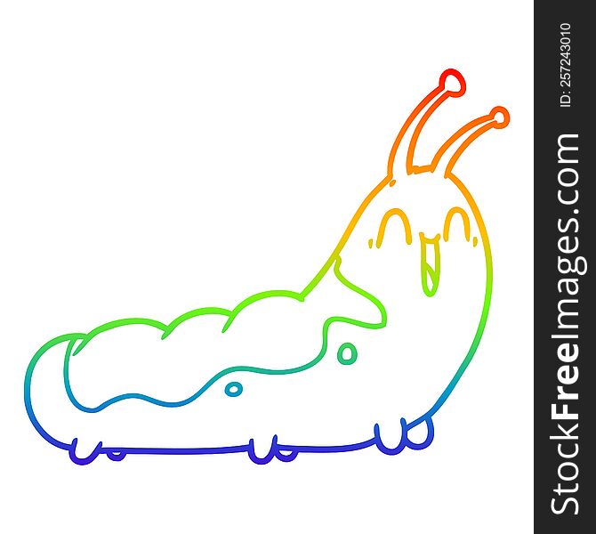 rainbow gradient line drawing funny cartoon caterpillar