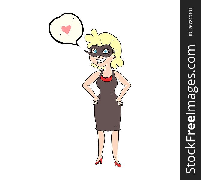 Speech Bubble Cartoon Woman Wearing Mask