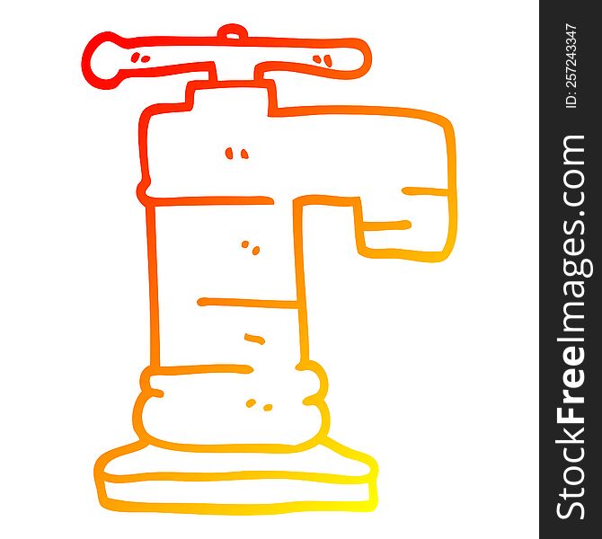 warm gradient line drawing of a cartoon faucet