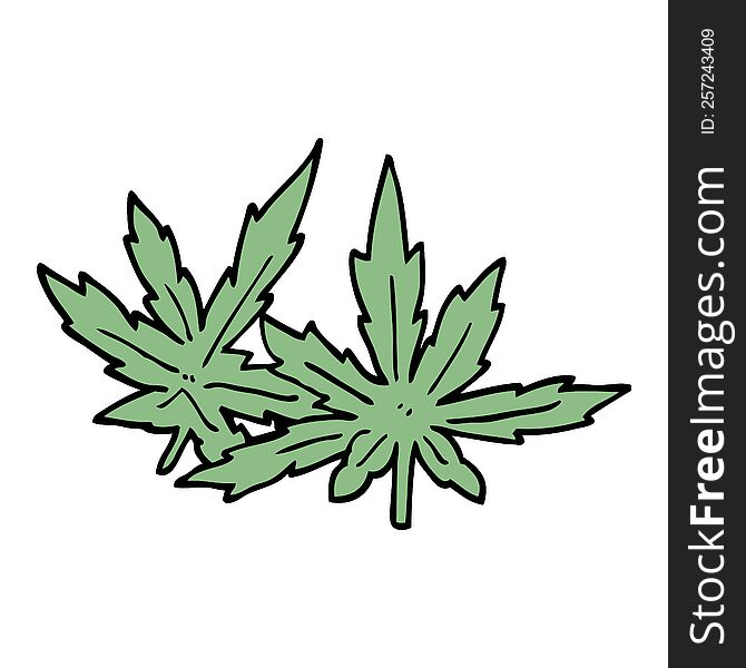 Cartoon Doodle Marijuana Leaves