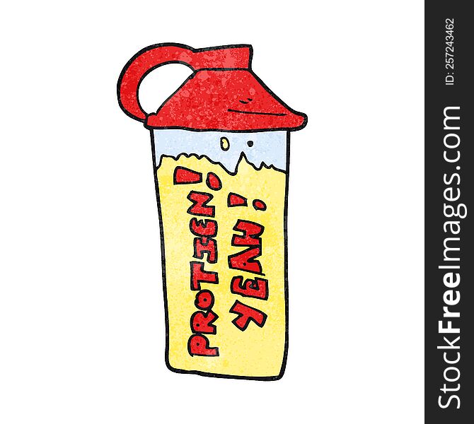 freehand textured cartoon protein shake