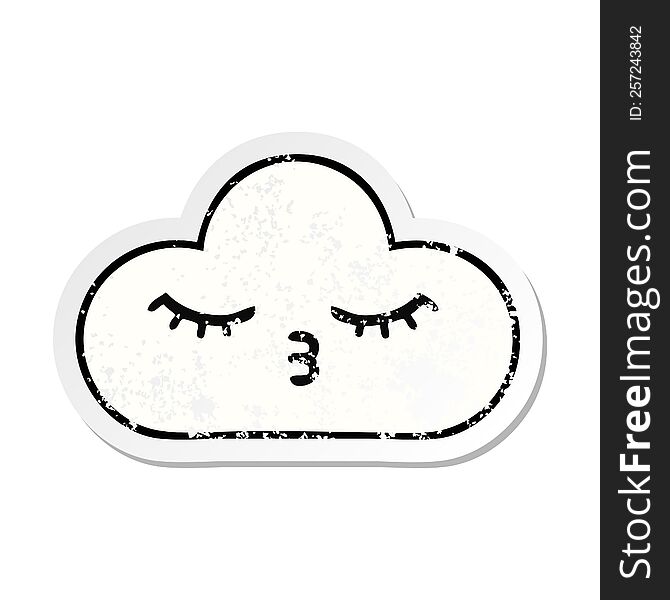Distressed Sticker Of A Cute Cartoon White Cloud