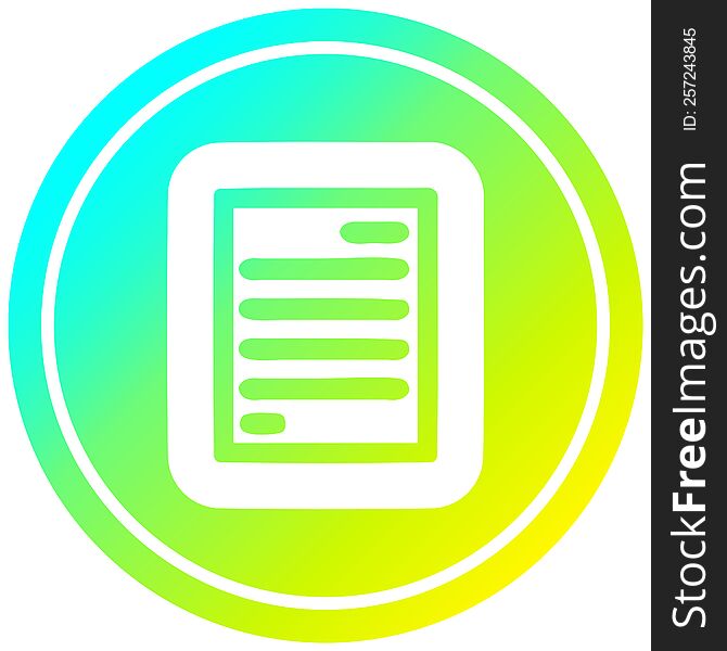 official document circular in cold gradient spectrum