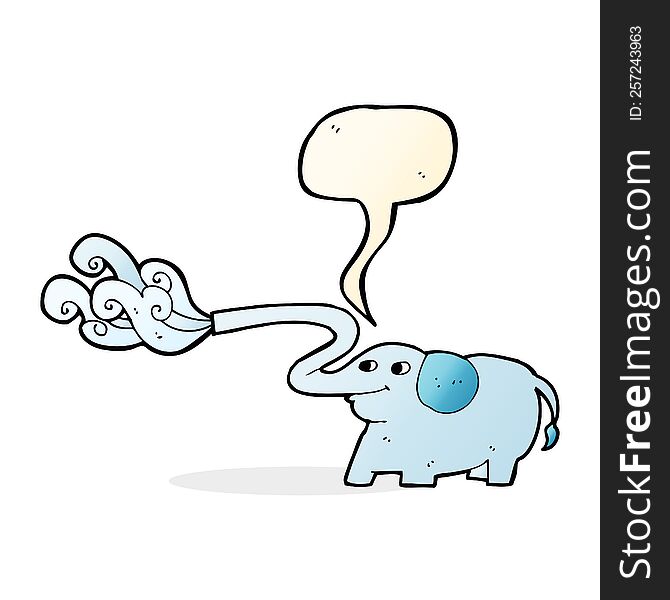 Cartoon Elephant Squirting Water With Speech Bubble