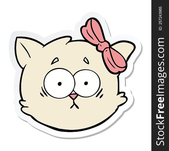 sticker of a worried cartoon cat face