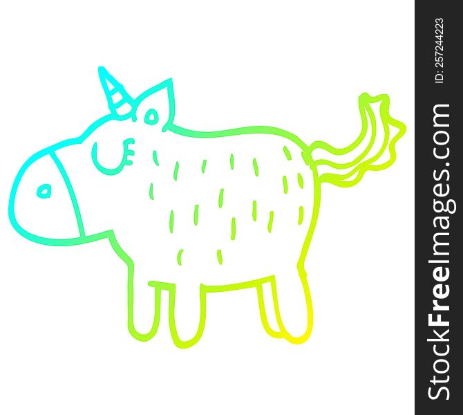 Cold Gradient Line Drawing Cartoon Cute Unicorn