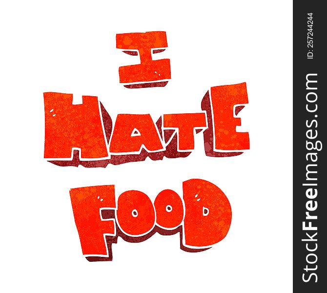 freehand retro cartoon i hate food symbol