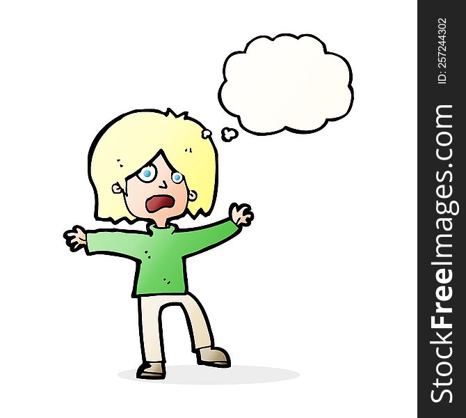 cartoon scared person with thought bubble