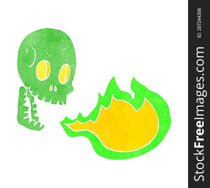 cartoon fire breathing skull