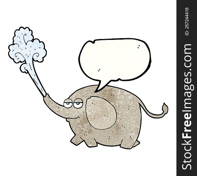 Speech Bubble Textured Cartoon Elephant Squirting Water