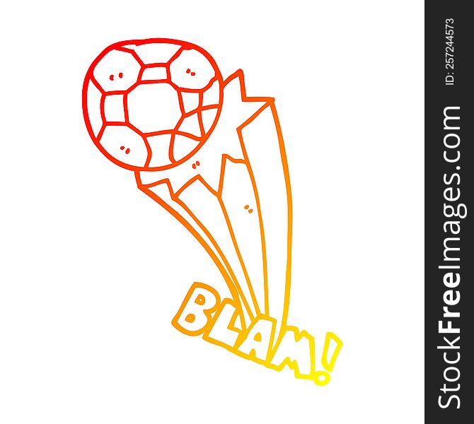 warm gradient line drawing of a cartoon kicked soccer ball