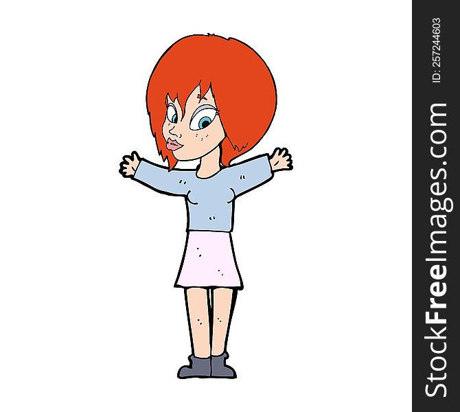 cartoon woman with open arms